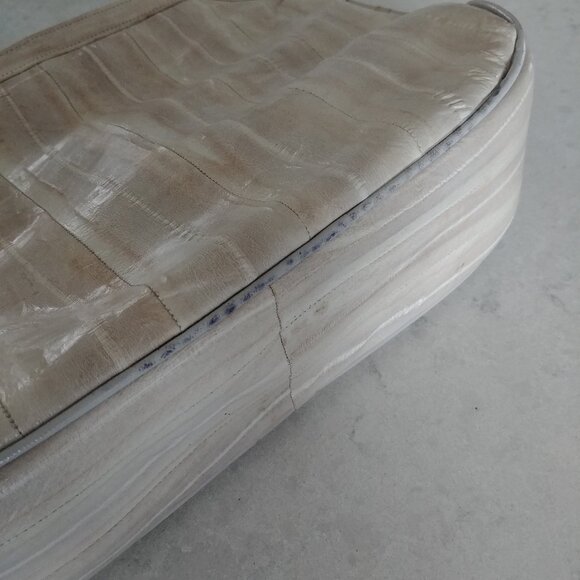 Vintage genuine eel skin cream ivory gold shoulder bag purse - Picture 16 of 16